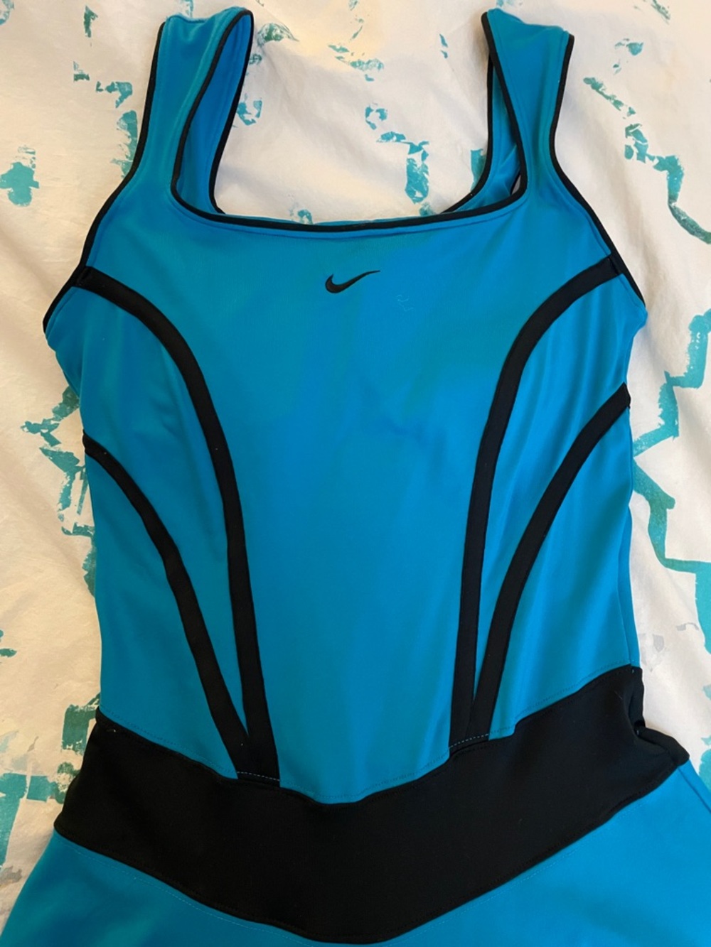 Nike Dry fit Teal Blue Athletic Tennis Golf  Dress with Black Waistband Sz S - Picture 3 of 16